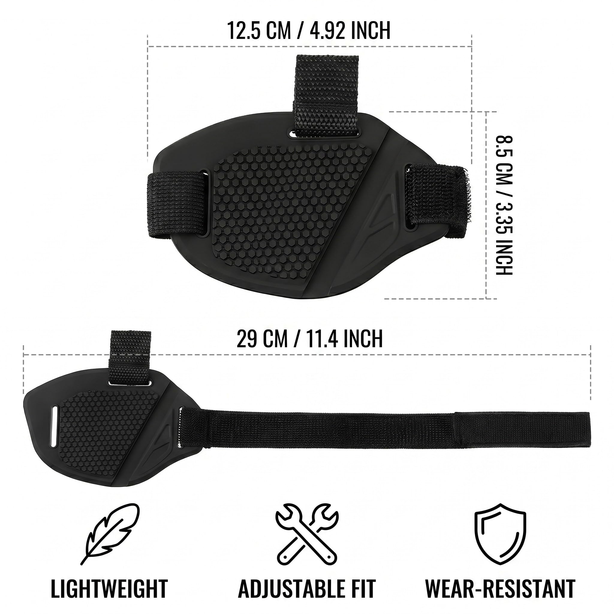 2 Pezzi Protezione Scarpe Moto, Proteggi Scarpe Moto Universale per Leva Cambio, Copriscarpe Moto Antiscivolo e Resistente all'Usura, Salvascarpe Moto Regolabile per Stivali e Sneakers, Nero