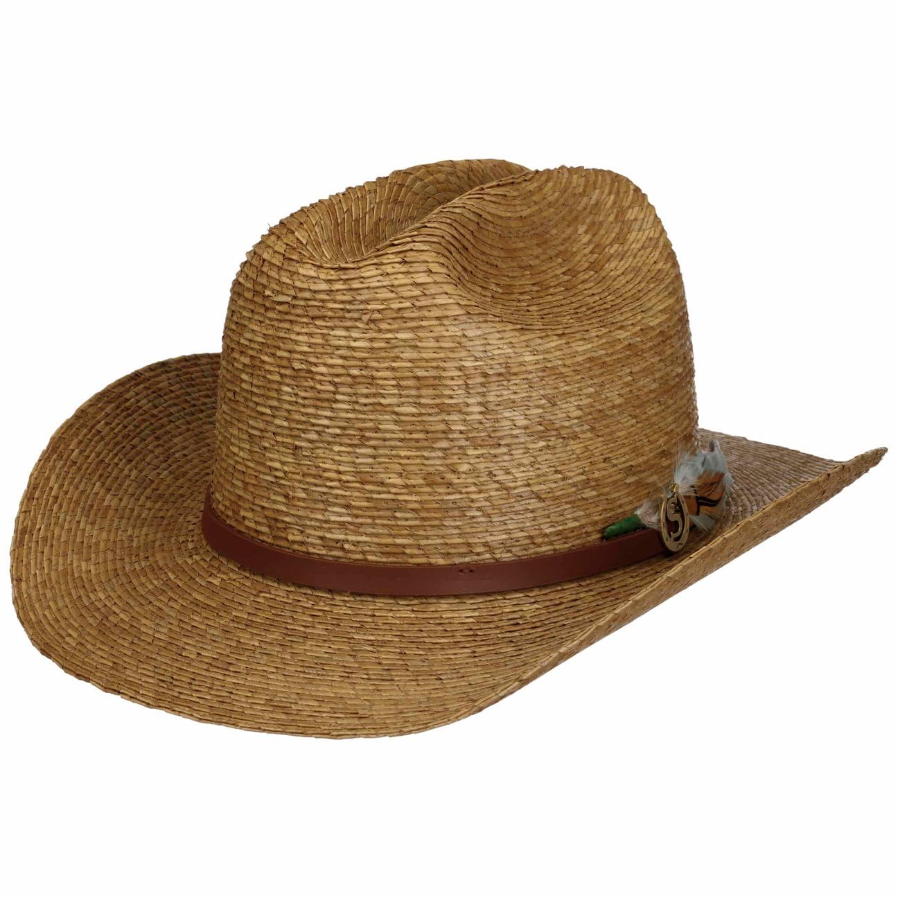 Stetson Sombrero de palma, para hombre, con forro, correa de piel, para primavera, verano, primavera y verano