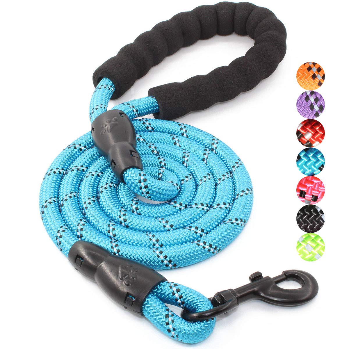 BAAPET 2/4/5/6 FT Dog Leash with Comfortable Padded Handle and Highly Reflective Threads for Small Medium and Large Dogs (5FT-1/2'', Blue)