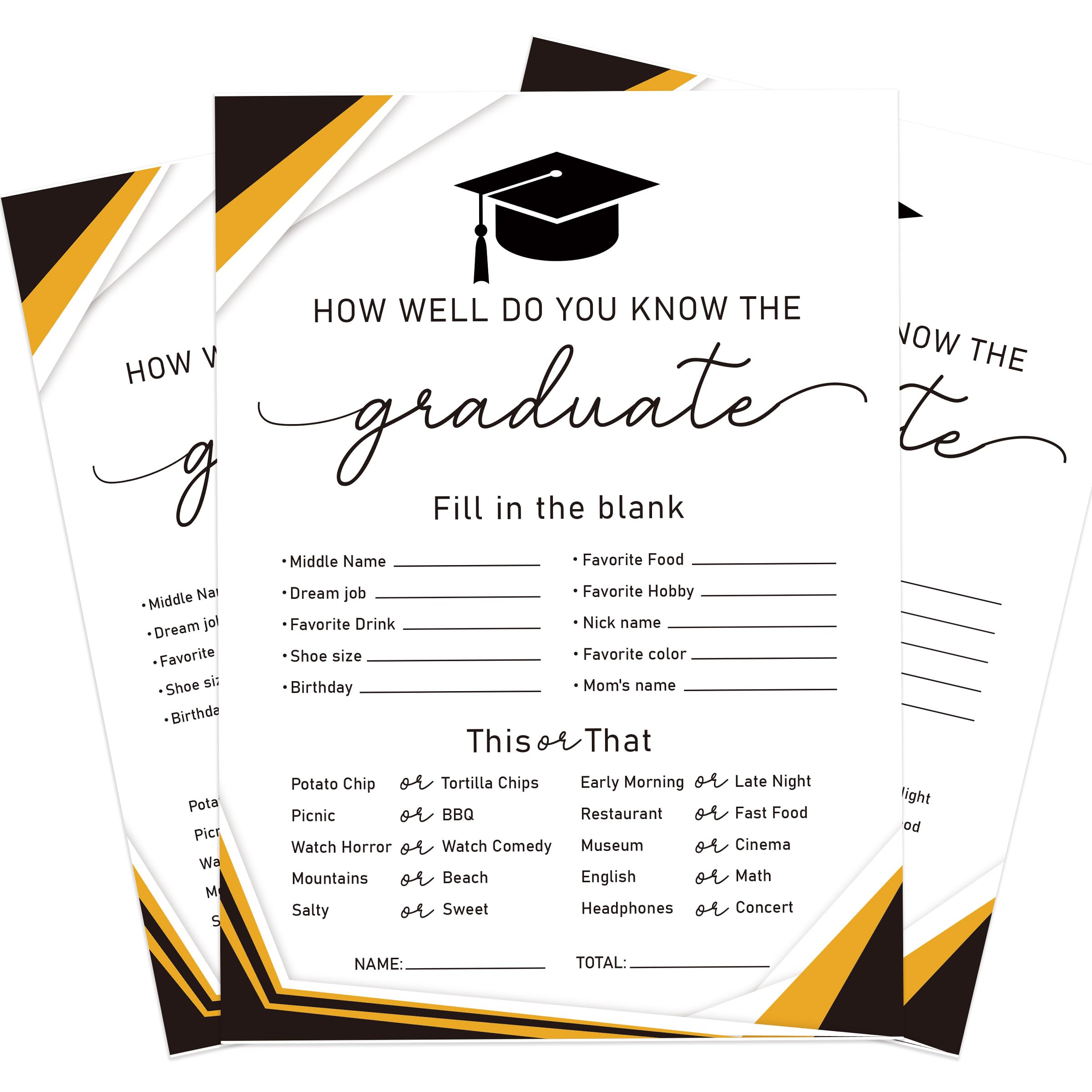 UHADRE Who Knows The Graduate Best Game-Set of 30, Graduation Party Cards, How Well Do You Know The Grad, Graduation Party Games, 2025 Party Supplies