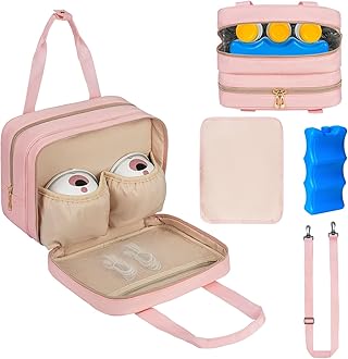 Breastmilk Cooler Travel Bag, Wearable Breast Pump Storage Bag Compatible with Momcozy/Medela/Elvie/Willow Breast Pump with Ice Pack and Waterproof Mat,Pink