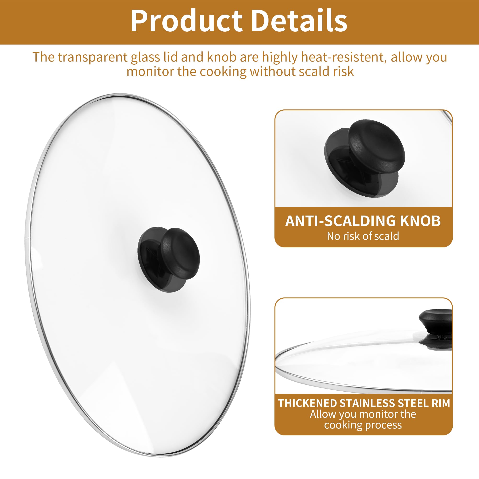 Crock Pot Lid Replacement - Glass Lid for 7qt Slow Cooker -3