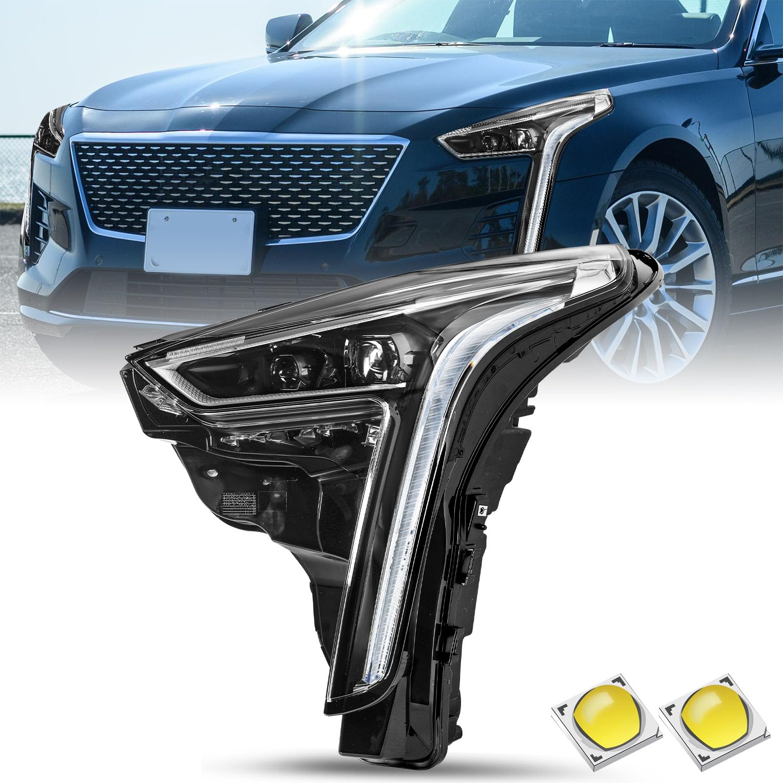 Fits for 2019 2020 2021 Cadillac CT6 Headlight Replacement Projector Headlamp Assembly Left Driver Side