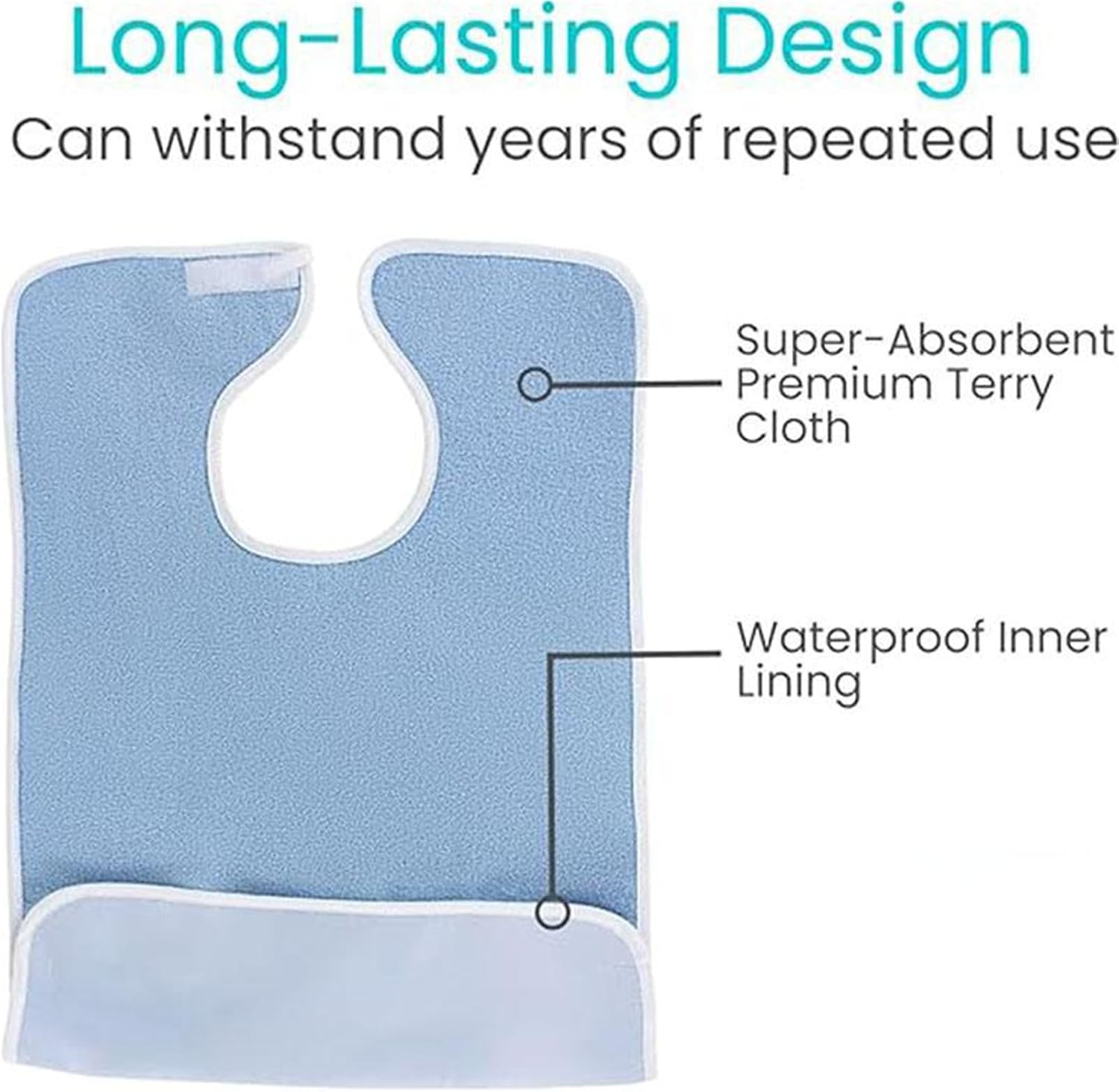 Waterproofed Feeding Bibs Elderly Food Bag Durability Eating Adult Feeding Bibs for Home and Hospital Use Washable