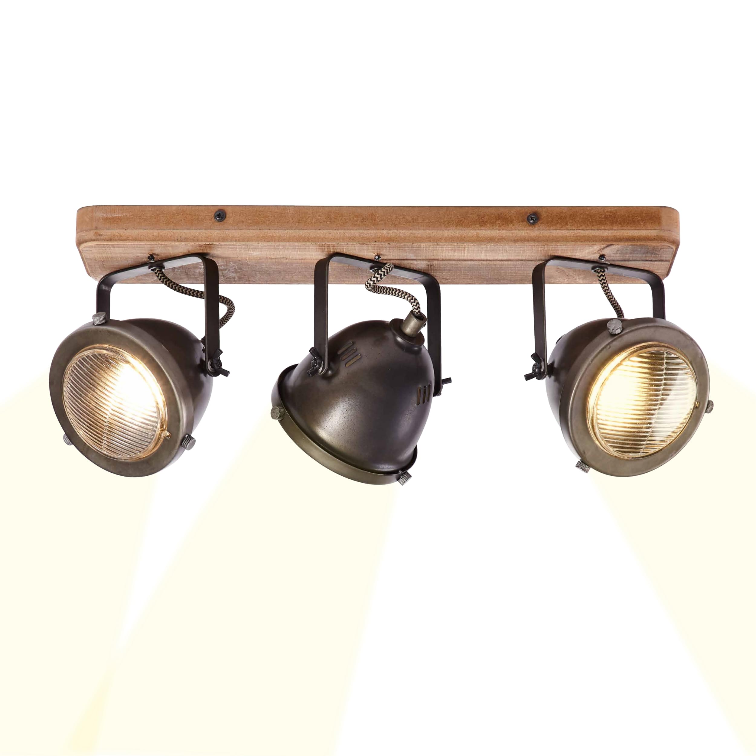 Lightbox Deckenstrahler 3-flammig, Vintage-Look, E27 Leuchte | Schwenkbare Spots fürs Wohnzimmer, Schlafzimmer und den Flur, nostalgischer Charme fürs Zuhause