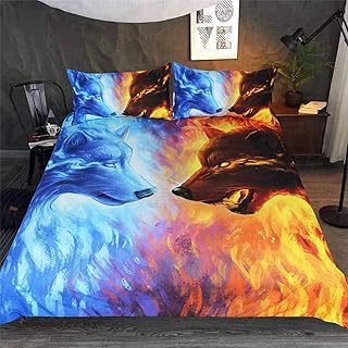 CXYXHW Set di biancheria da letto per animali 3D, motivo lupo di lupi, Easy Care, per ragazzi e ragazzi, con federa (200 x 200 cm)