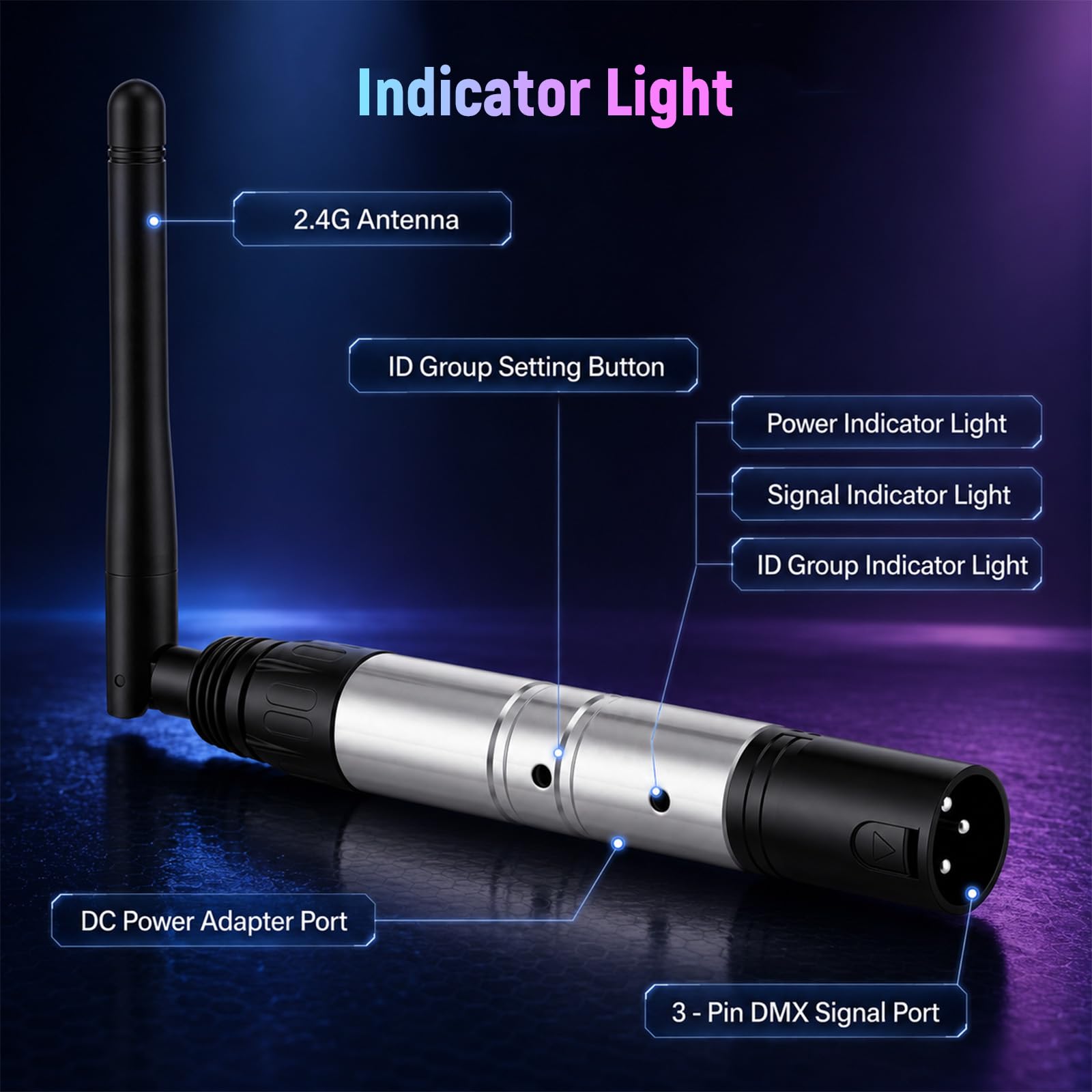 4Pcs Controlador DMX Inalámbrico, Transmisor/Recibidor Inalámbrico DMX512 LED, Controlador de Iluminación LED con Controlador DMX para Barras de luz de Escenario Luz de Cabeza Móvil