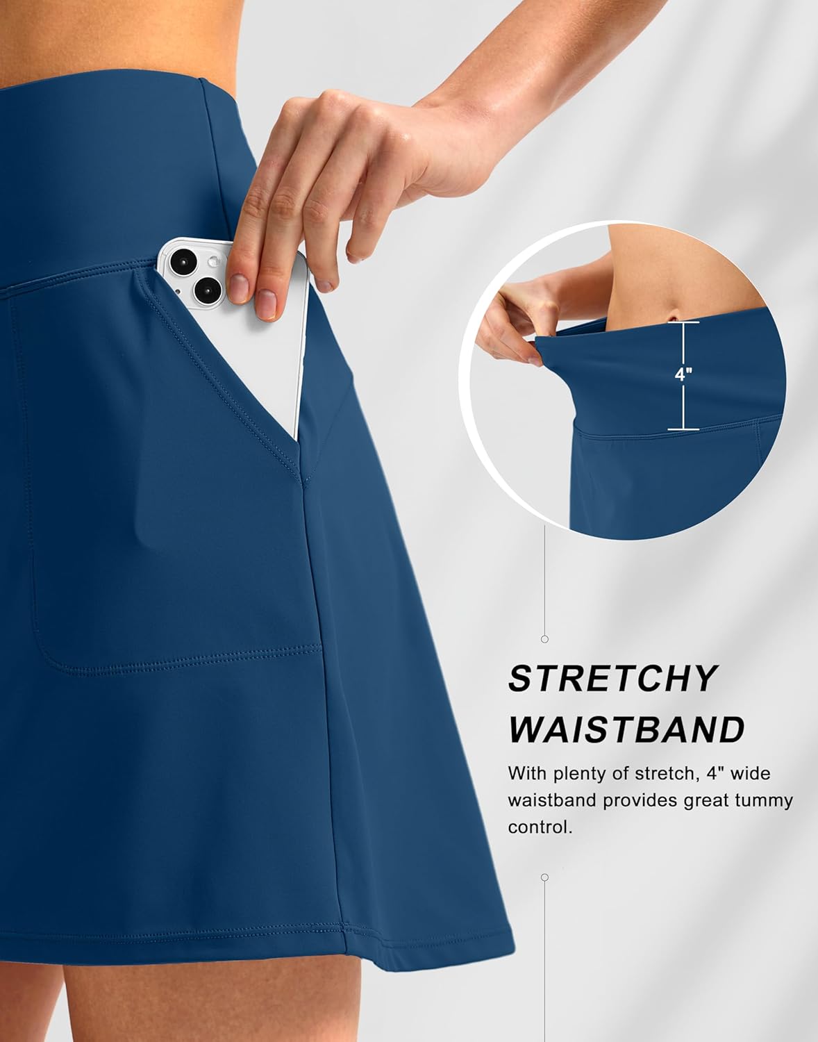 SANTINY 16" Golf Skorts Skirts for Women with 4 Pockets Women's High Waisted Stretchy Tennis Skirt Athletic Skort - Image 6