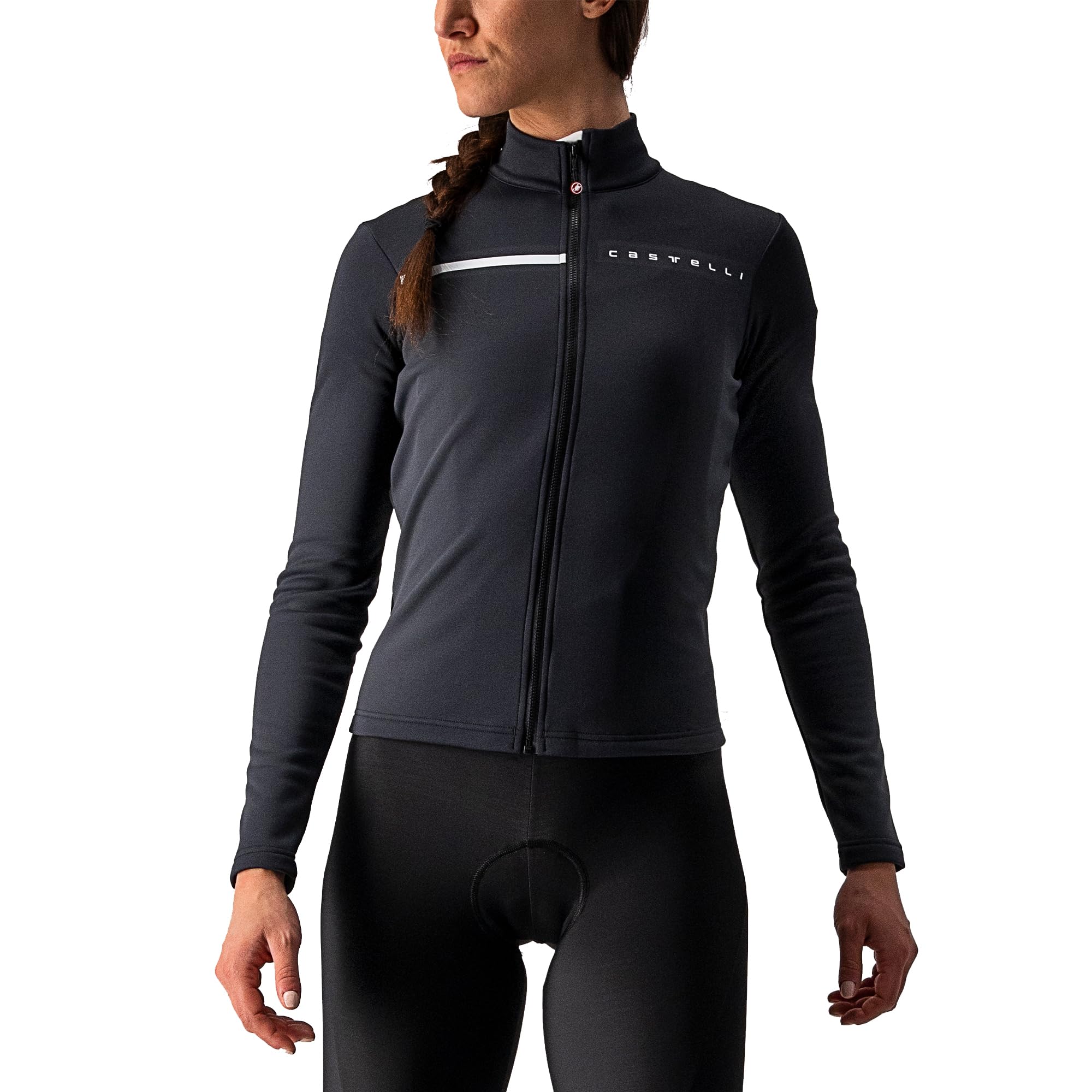CASTELLI 4521531-085 SINERGIA 2 JERSEY FZ Sweatshirt Women's LIGHT BLACK/WHITE Size L