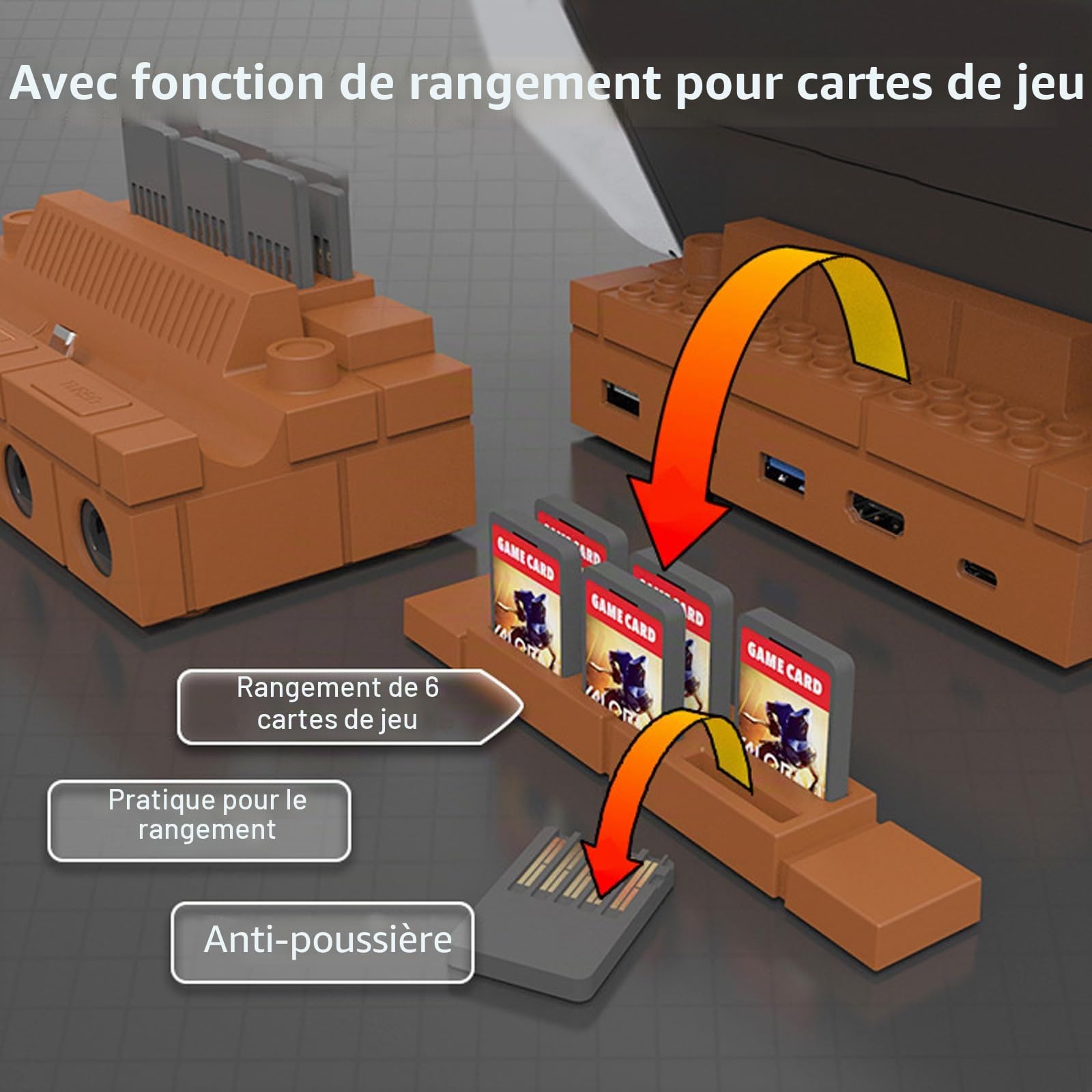 Station de Charge Compatible avec Nintendo Switch/OLED, Dock TV avec Adaptateur HDMI 4K/1080P, 4 Ports GC et 6 Emplacements de Jeu