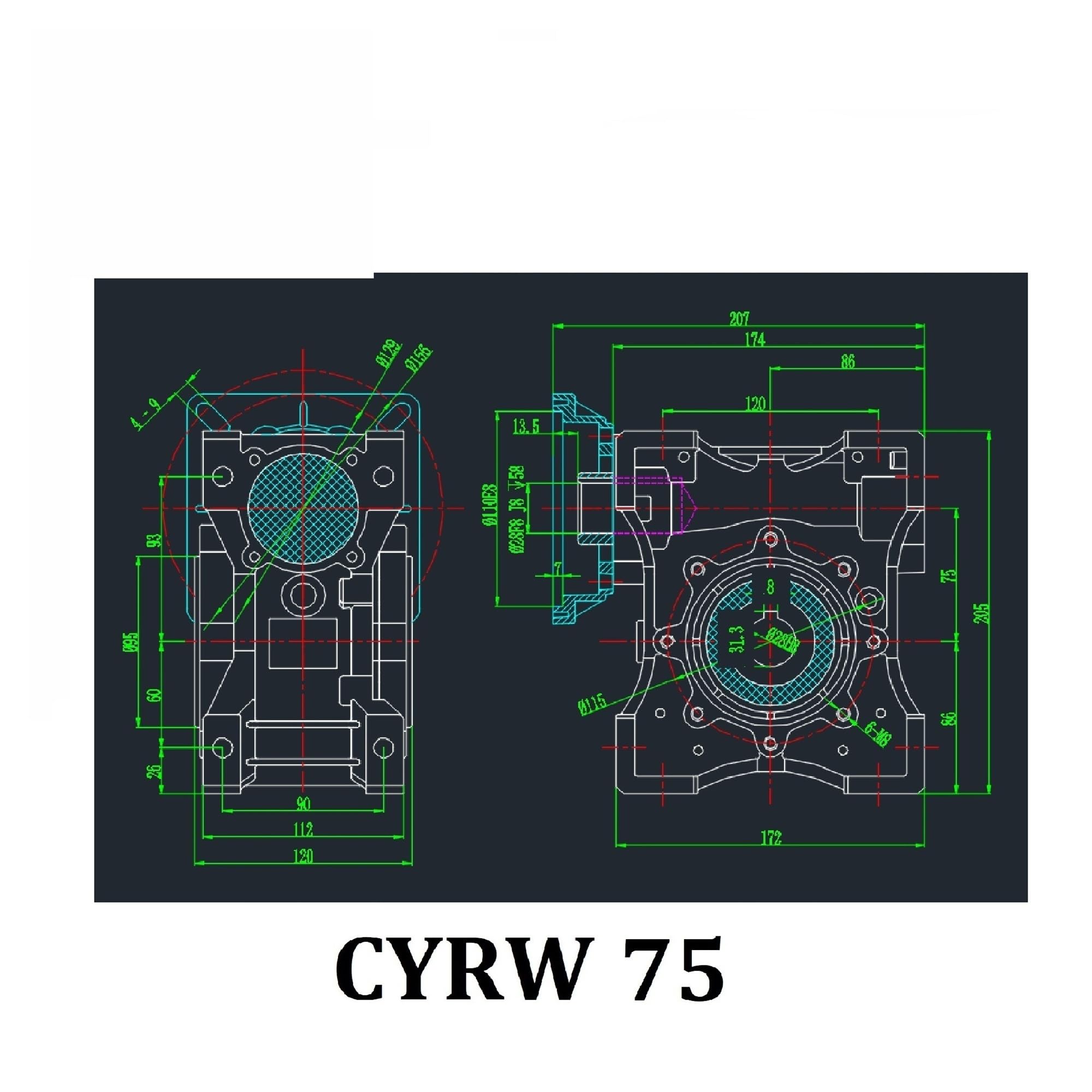 Riduttore di velocità a Vite Senza fine CYRW75 NMRV75 Ingresso 19/22/14/24/28 mm Rapporto 5:1/100:1 Ingranaggio a in Bronzo stagnato(0.209027777777778,Input 14 FL-71B5)