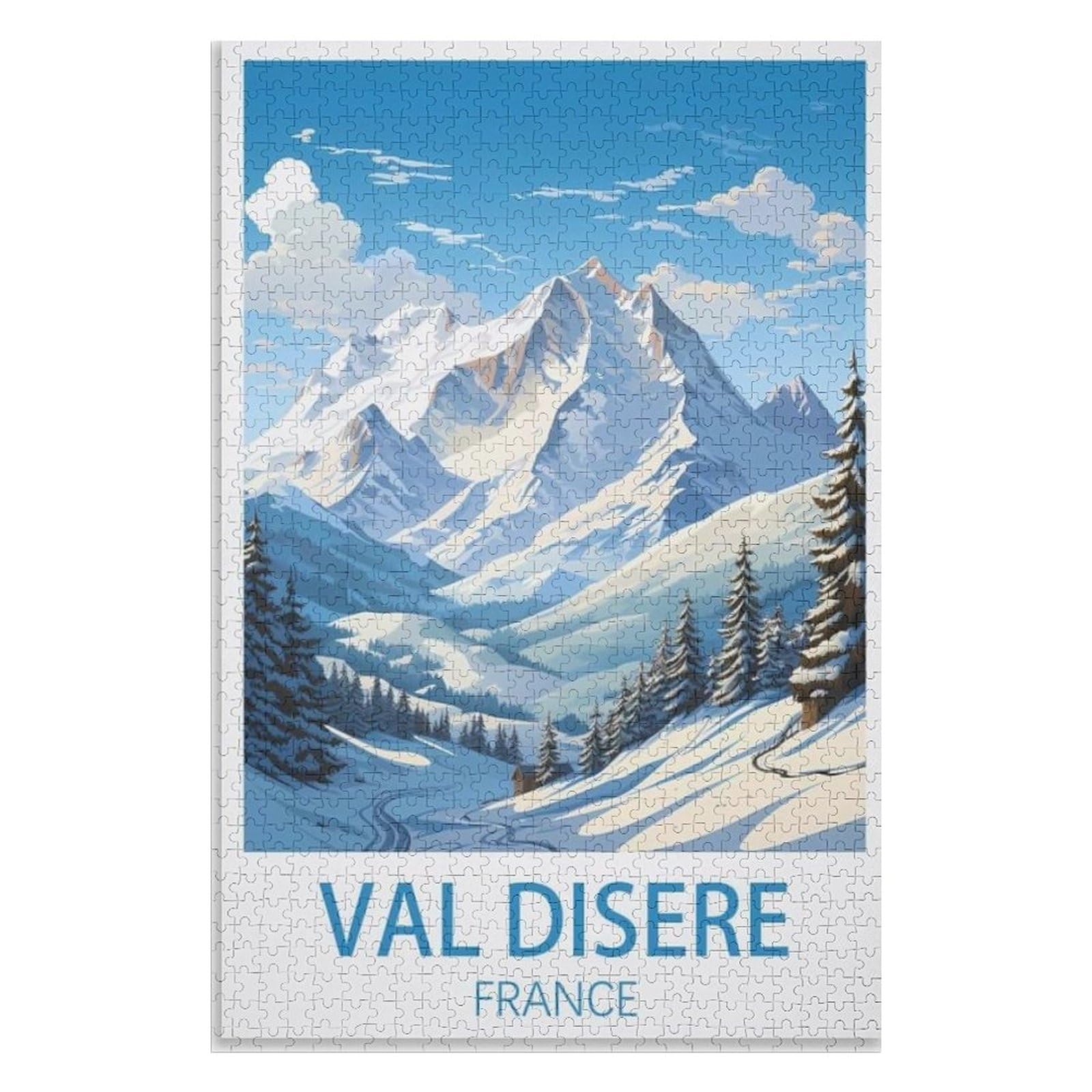 puzzles for adults, family puzzle game birthday gifts, Val D'isere France，Adults 1000 Piece Jigsaw Puzzle- Christmas，70x50，paper puzzle，AA-854