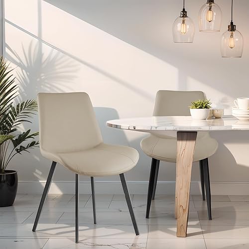 Miniatura 8 de Sillas de comedor, modernas sillas de comedor de piel sintética con patas de metal resistentes, asiento tapizado, sillas laterales decorativas para
