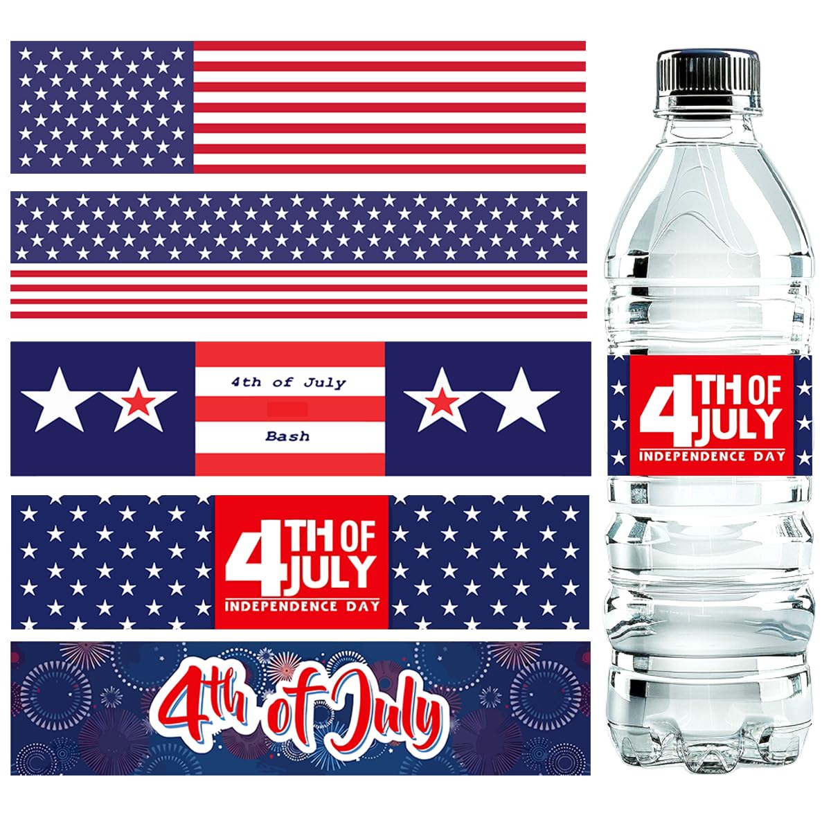 100 Pcs 4th of July Party Supplie Patriotic Water Bottle Labels Independence Day 4th of July Water Bottle Stickers Party Kitchen Dining Table Decorations