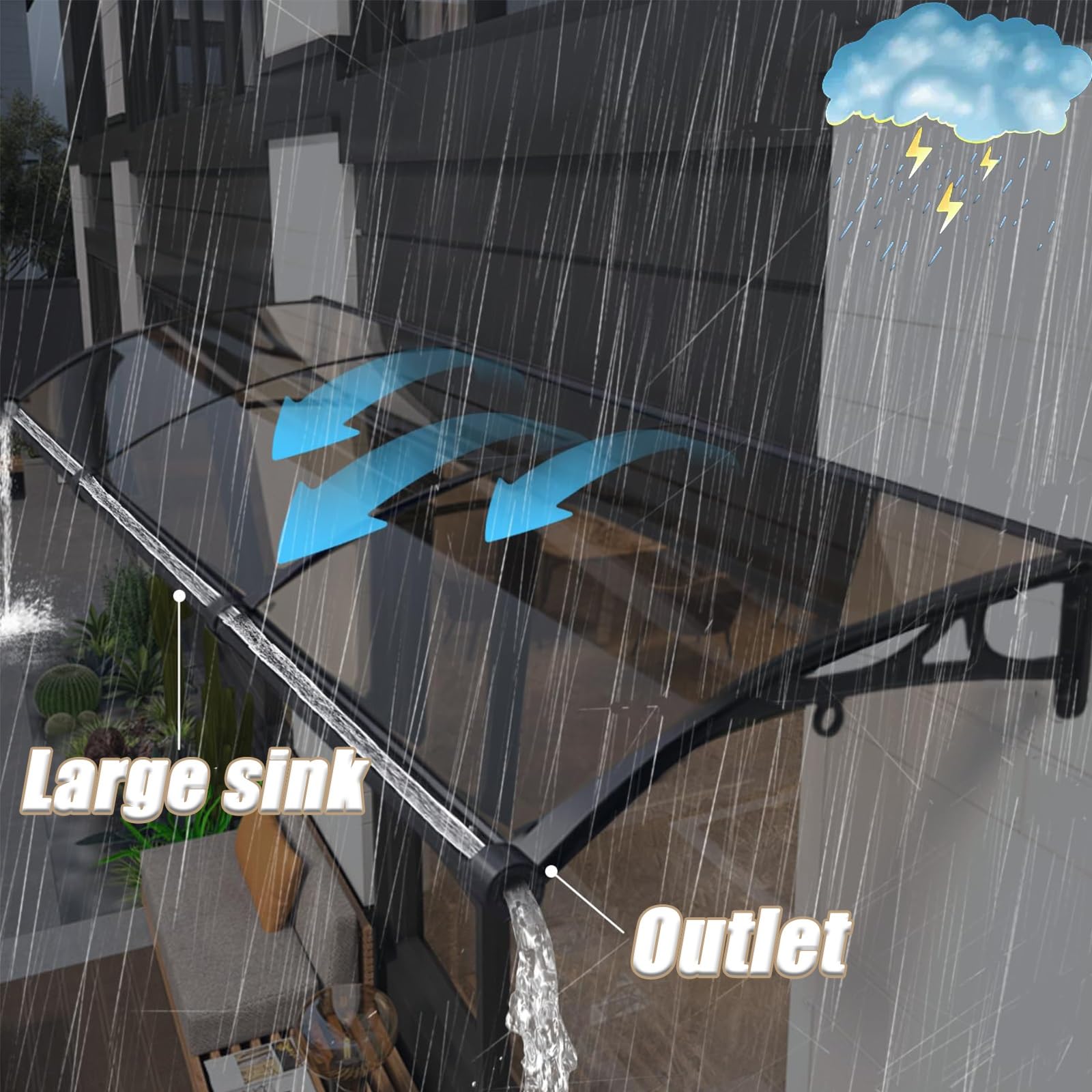 Polycarbonat Vordach 100-580cm - Klares Schutzdach Für Haustür & Fenster