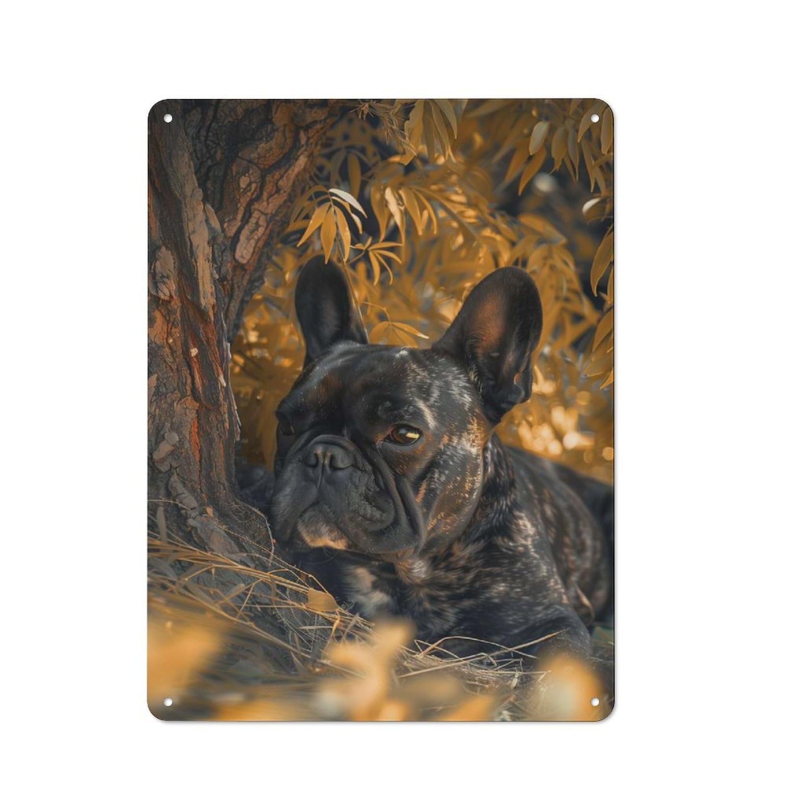 For Café Or Restaurant, Majestic French Bulldog Retro Metal Sign 40x30cm, Gift for Café Owners And Decorators during The Christmas Season