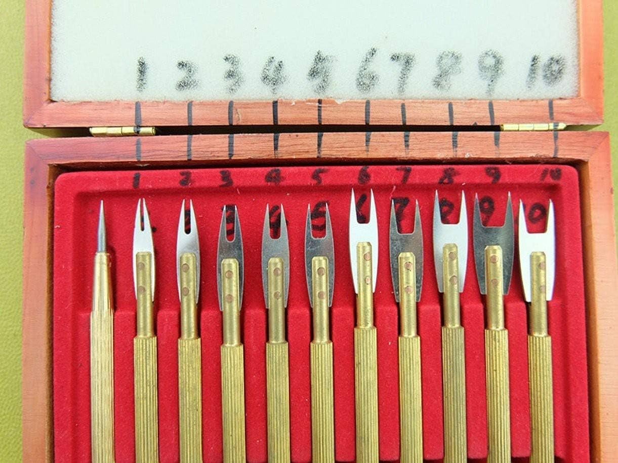 ZHONGJIUYUAN Copper gauge, beige gauge, design open line gauge, spacing gauge, beige needle, shoe making tool,11PCS/set