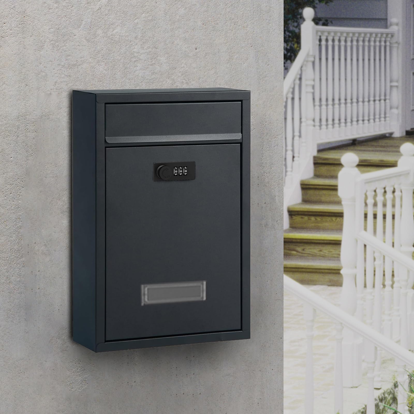 Email address, Creative Metal Mailbox with Password Lock, Simple and Durable, Suitable for Home, Company and Outdoor(Gray)