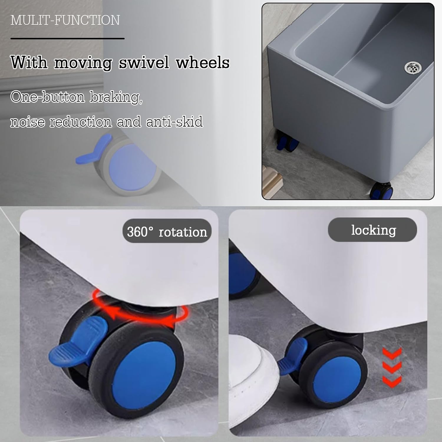 Laundry Sink，outdoor Sink Utility Sink,Freestanding Plastic Laundry Sink,Hoses And Drain Kit For Garage Basement Garden，For Basement, Laundry Room, Garage Or Shop, Large Free Standing Wash Station ( C