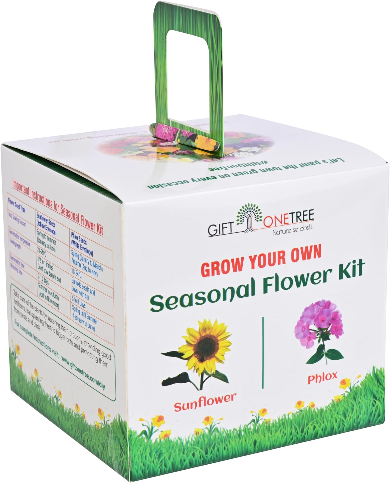 Giftonetree Grow Your Own Premium Kit - Best Return Gift For Kids Birthday Party (Seasonal Flower Kit with Self Watering Pot, 1, count)
