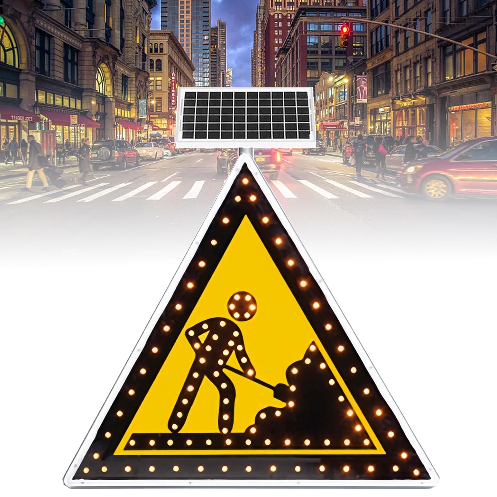 señales metálicas de Aluminio para tráfico Vial, decoloración, para Uso en Exteriores, energía Solar, lámpara led Intermitente de Alta luminosidad