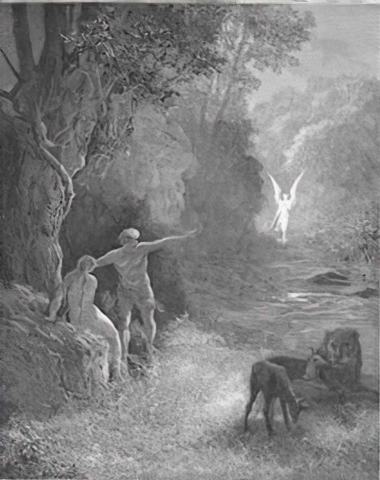 Gustave Dore Photo A4 eastward amoung those trees what glorious shape comes this way moving