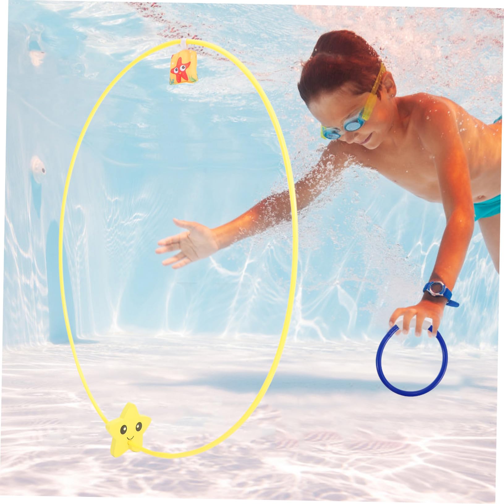 HANABASS Anneaux de Plongée Jouets de Piscine Lot de 3 pour Piscine Améliorent Les Compétences de Natation en ABS et Nylon pour Garçon et Filles pour Jeux de Plongée et Fêtes