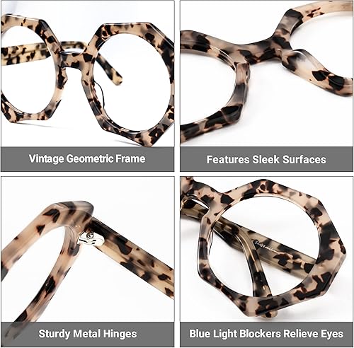 Miniatura 3 de Zeelool Gafas geométricas de gran tamaño con bloqueo de luz azul, gafas de moda para mujer con protección UV400 ZOP01887