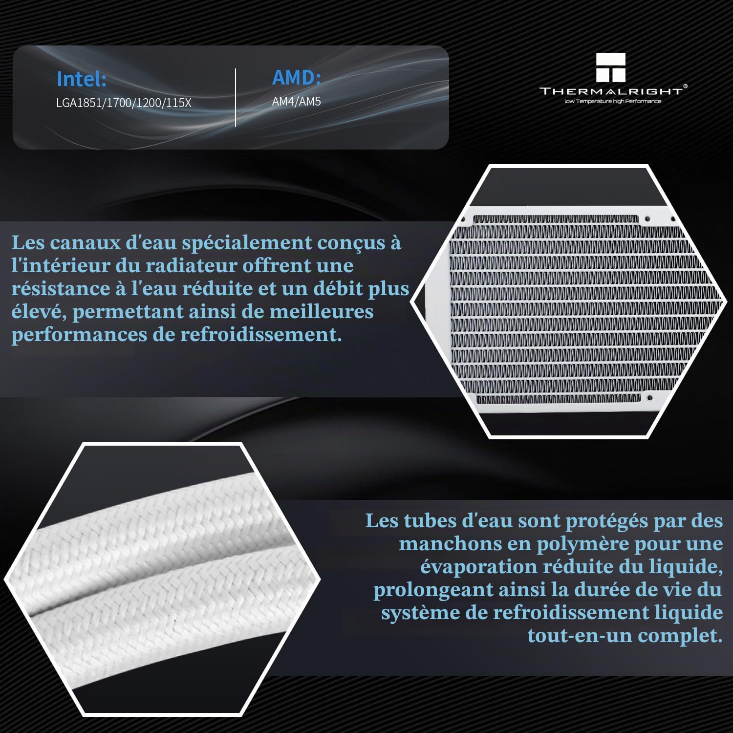 Thermalright Aqua Elite 360 - Ventilateur de CPU liquide ARGB, 360 AIO taille de ligne de refroidissement, 3 ventilateurs PWM de 120 mm, pour AM4/AM5/lga1851/1700/115x/1200