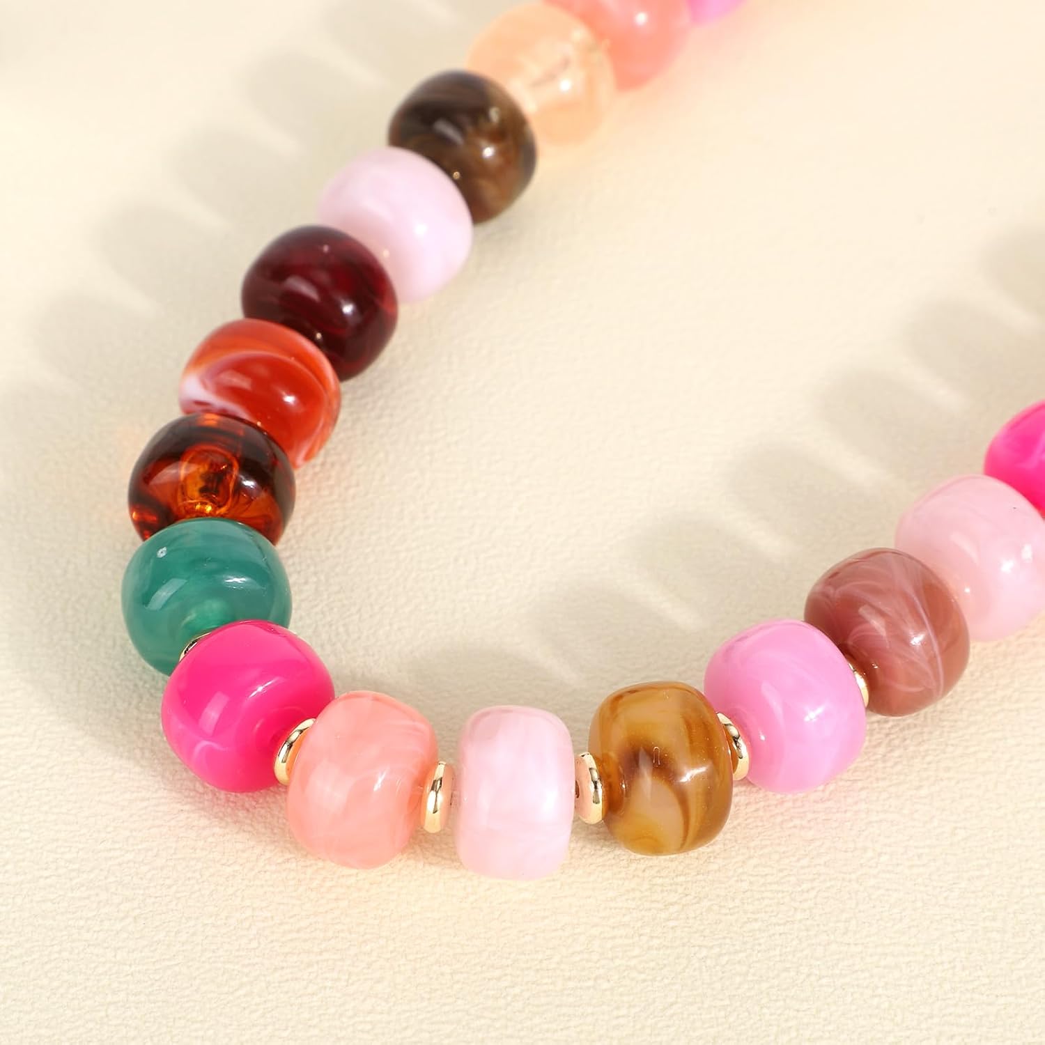 Mikovivi Thick Colorful Beaded Necklace, Bohemian Chunky Beaded Necklace Colorful Modern Jewelry for Women Fashionable Accessories
