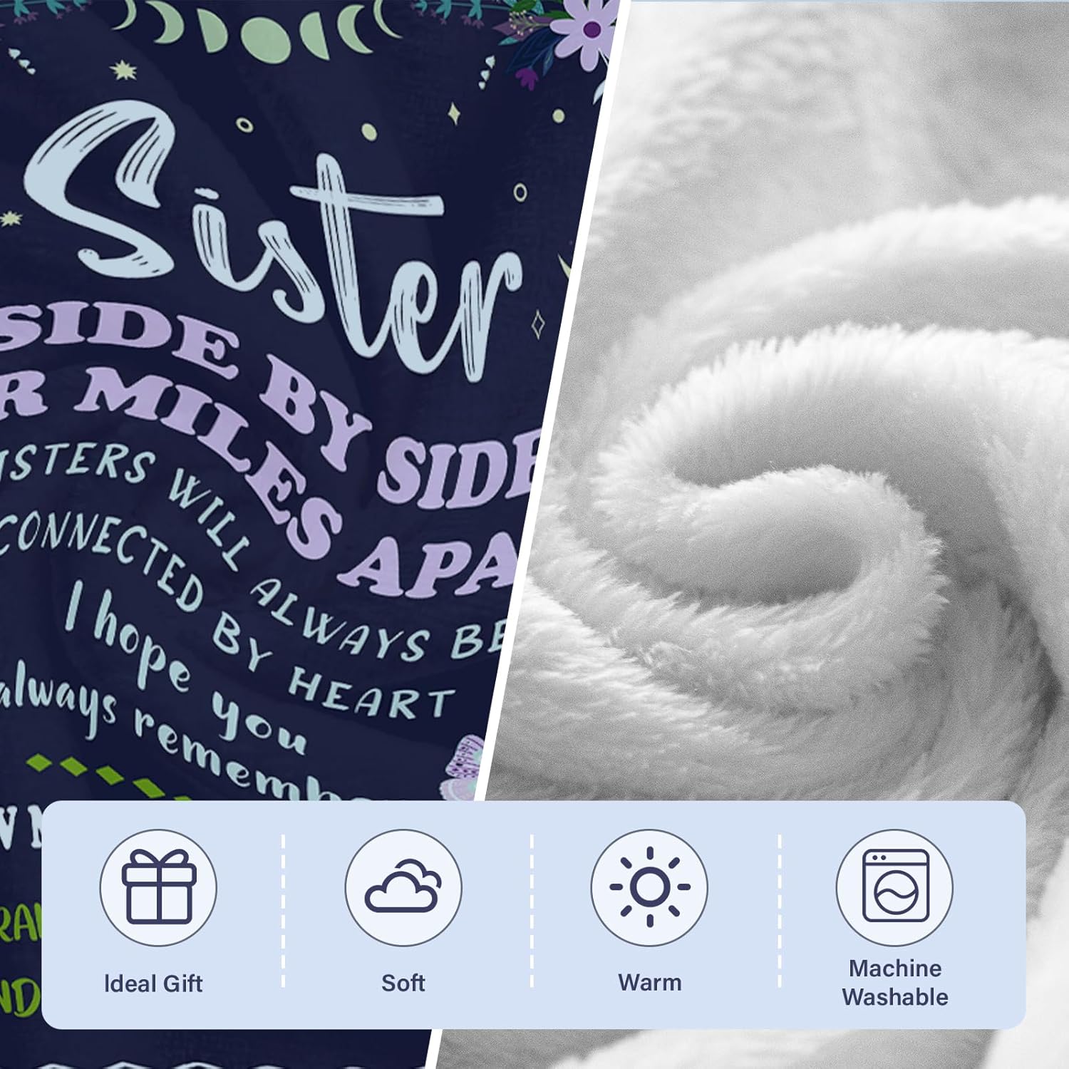 Sister Gifts Blanket 50"x60" – Cozy Fleece Throw Blanket Gifts for Christmas Valentines Day for Sisters Adult, Sister Birthday Gifts for Girls on Graduation/Friendship Day - Image 3