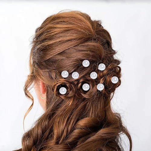 Miniatura 4 de Juego de 48 piezas de tornados de perlas de cristal en espiral con diamantes de imitación plateados, horquillas para el cabello de perlas para