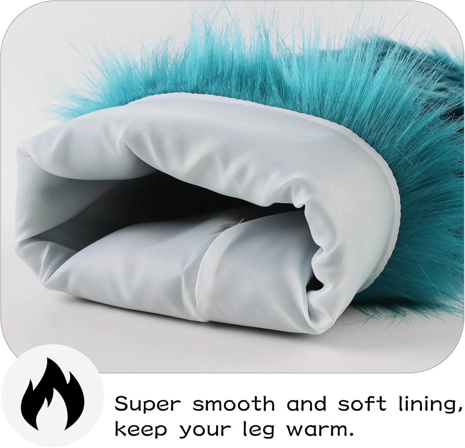 Peecabe Winter Women Faux Fur Fluffy Leg Warmers Fuzzy Long Boot Covers Furry For Christmas - Image 4