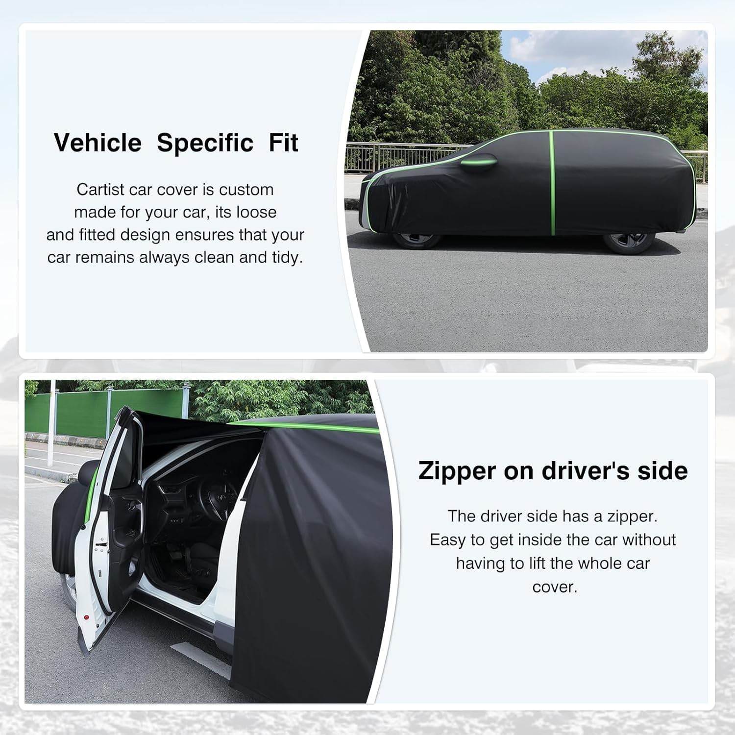 Cartist Car Cover for Kia Carnival 2006-2025 2026, All Weather Car Cover for Carnival Accessories, Full Exterior Cover Rain Waterproof Protector, with Zipper & Reflective Safety Strips