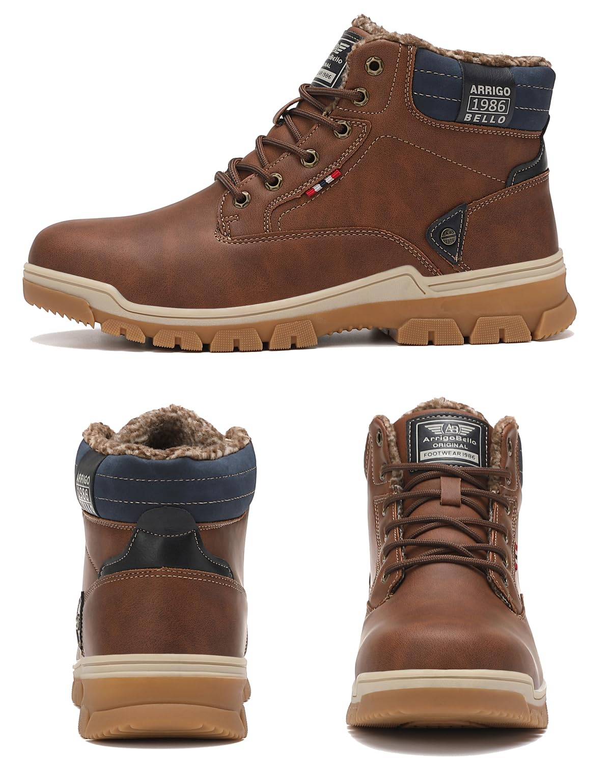 ARRIGO BELLO Stivali Uomo Invernali Scarpe Inverno Calda Foderato Montagna Antiscivolo Trekking Boots Scarponcini Neve Taglia 41-46EU