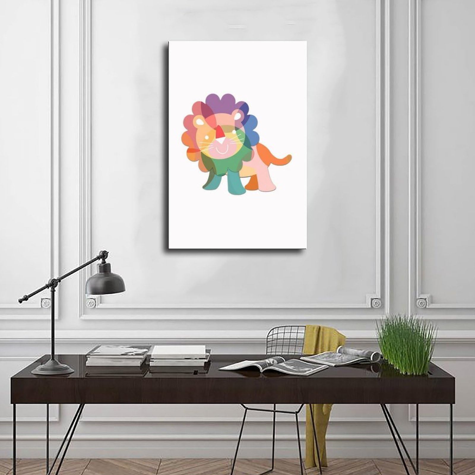 Ballon-Löwen-Farbdruck, Leinwand-Poster, Schlafzimmer, Dekoration, Landschaft, Büro, Raumdekoration, Geschenk, 61 cm L x 91,4 cm B