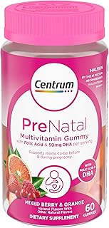 Centrum Prenatal Multivitamin Gummies with DHA and Folic Acid, Mixed Berry and Orange Flavors - 60 Count, 30 Day Supply