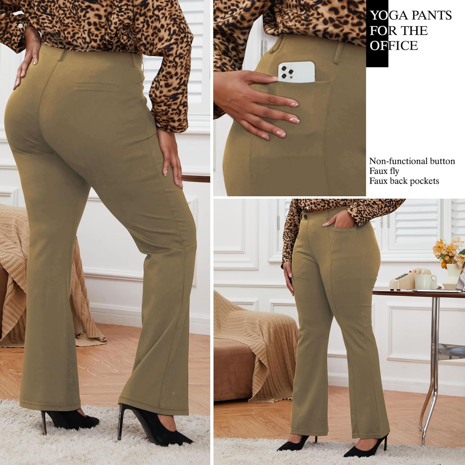 Wrinkle-Free Stretch Dress Pants Plus Size for Women Pull-on Pant Ease into Comfort Office Pant - Image 2