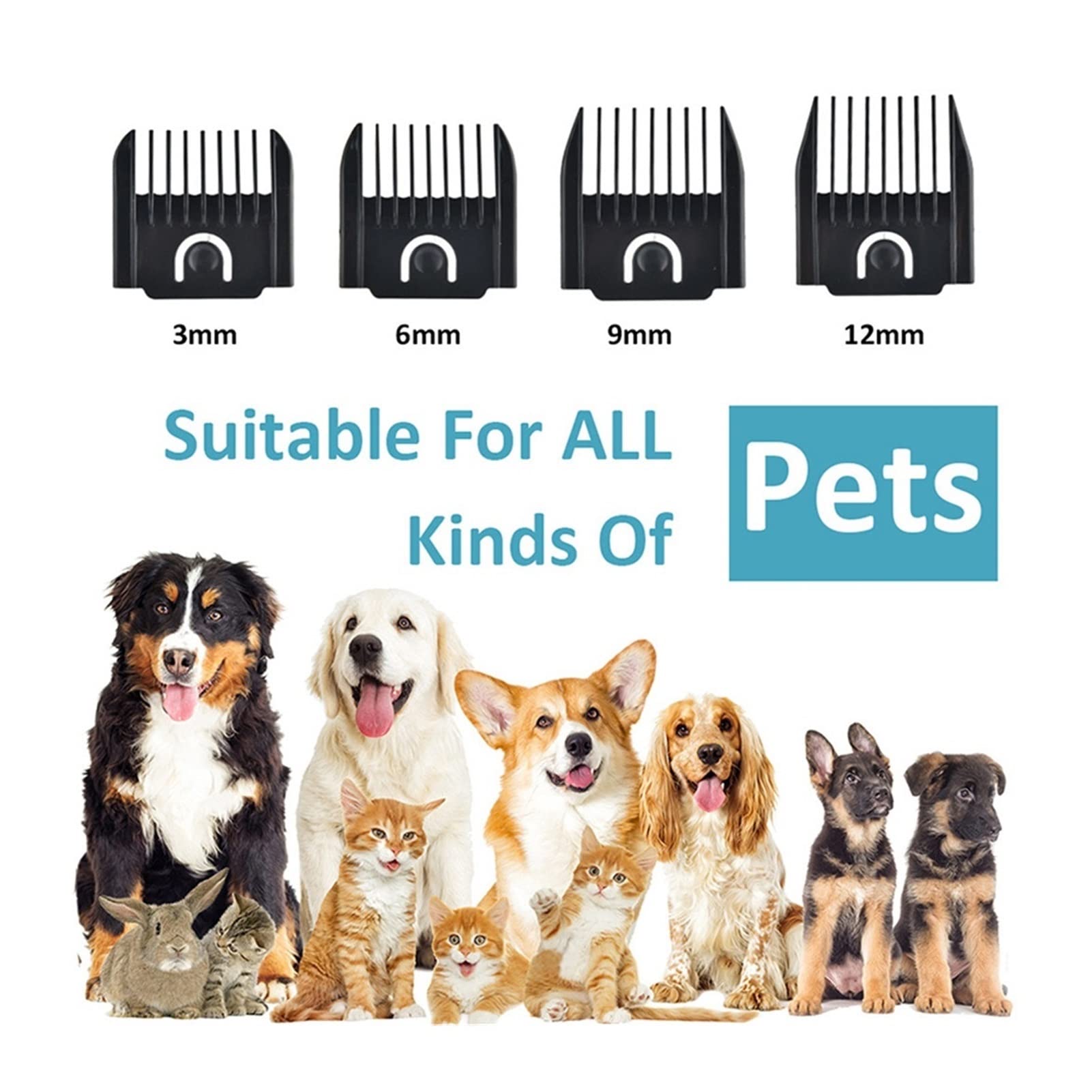 Cortadora de Pelo para Perros, Profesional, de bajo Ruido, Recargable, Kit de Aseo para Animales, Juego de afeitadora de Corte a máquina(3-Pack)
