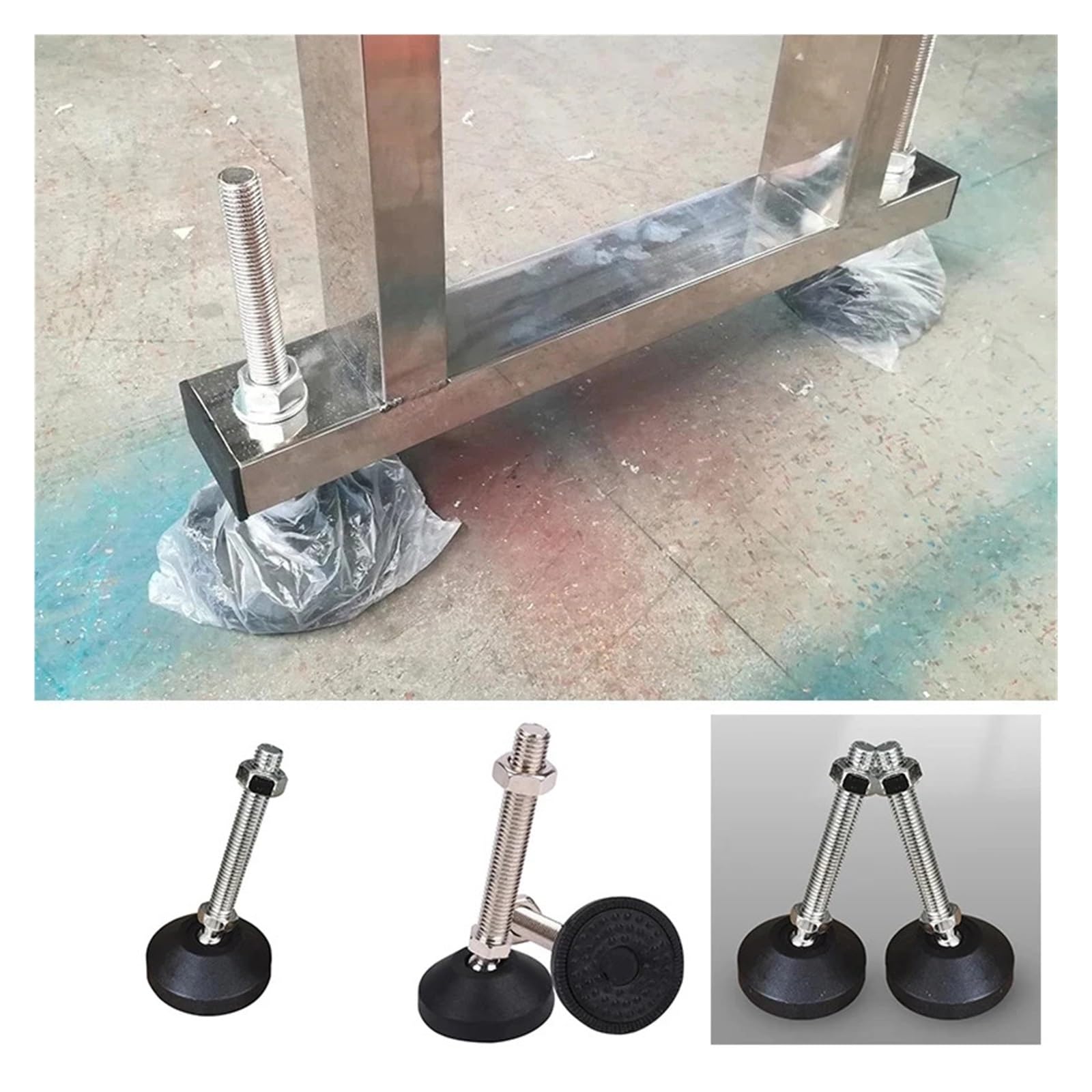 Pies niveladores for muebles, 4 Uds., M8, M10, M12, M16, Base giratoria de rosca, soporte ajustable for patas de mesa(D80XM10X80)