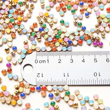 4mm / 0.16 Super Tiny Multi-Color Buttons with Brass Base, Mini Pearl Buttons, Doll Clothes Sewing Craft Supplies (10PCS)