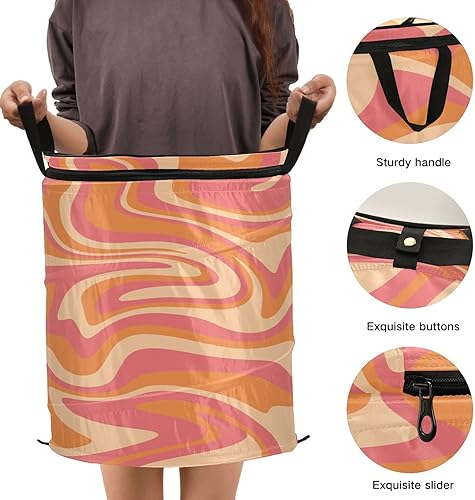 Miniatura 3 de atorage linen collapsable storage containers with lids for dorm 1970 Wavy Swirl Pattern Orange,cestas para ropa sucia