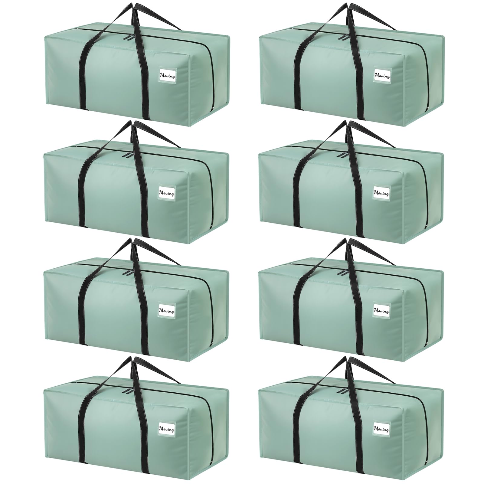 Dntorx 8 Pack 120L Heavy Duty Moving Bags, Waterproof Clothes Storage Bag, Large Packing Bags with Zips for Moving Travelling Camping Garden Tools