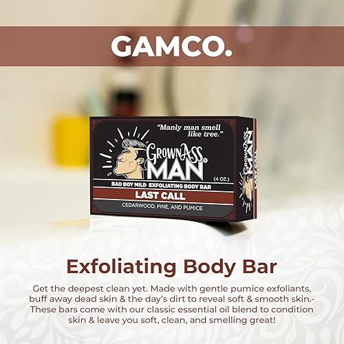 Miniatura 4 de Grown Ass Man Co Barras corporales exfoliantes  Barra de jabón sólida con aceites naturales y exfoliante suave para hombres sin plástico y ecológico