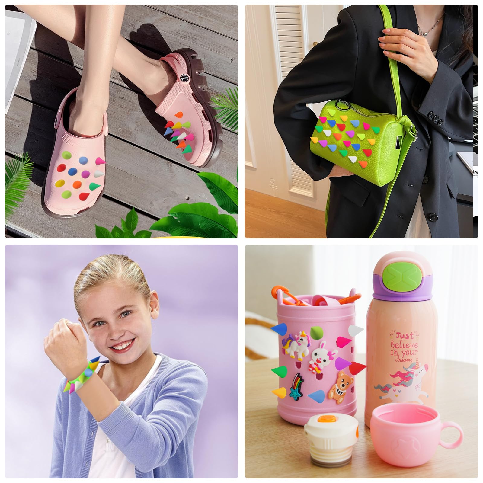 Pwsap Cooler Punk Schuhanhänger Charms, Nieten Spike Silikon Schuhdekoration Anhänger, Y2K Goth EMO CLOG Schuh Charms
