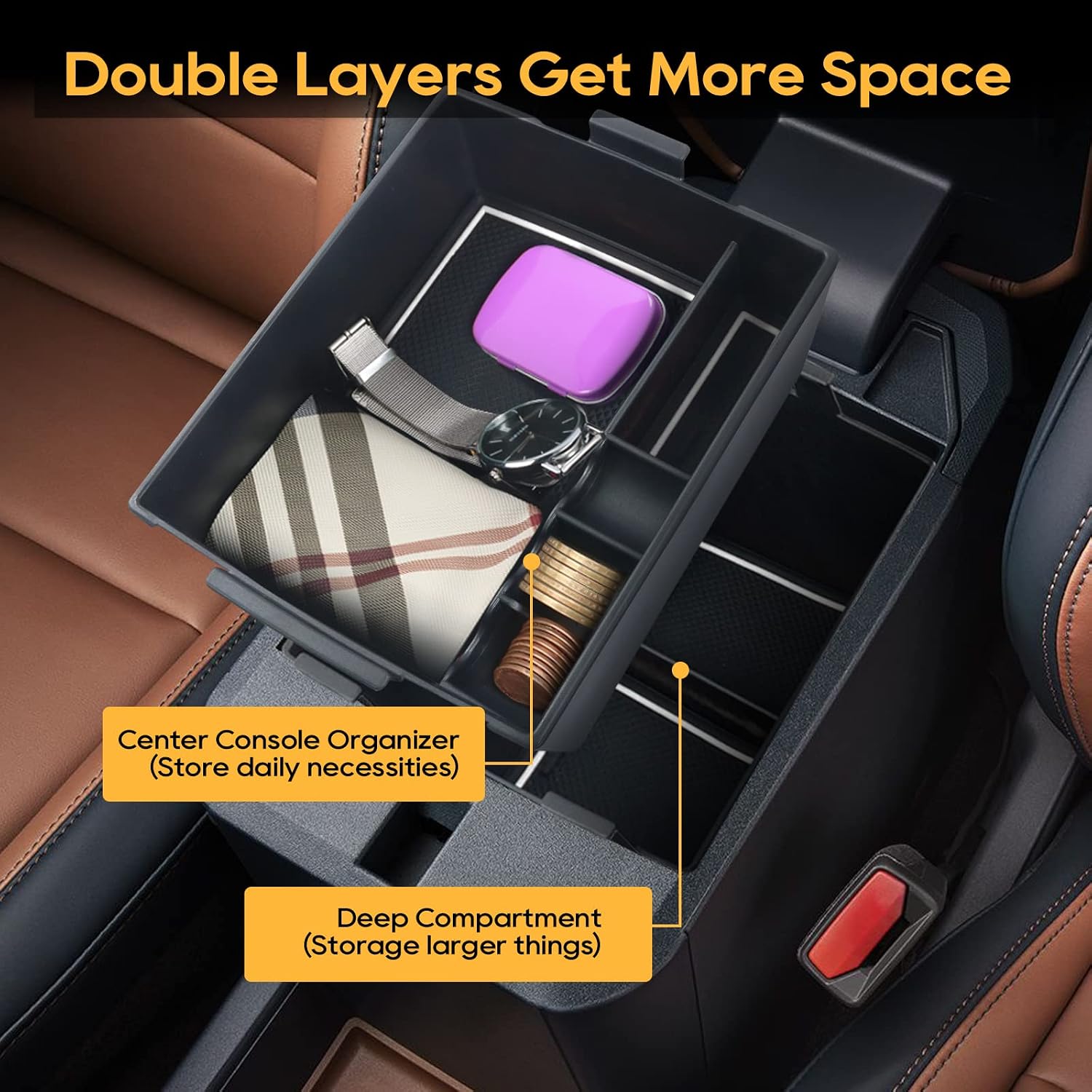 LFOTPP Car Center Console Organizer Tray Glove Box for 2022+ Fodr Maverick P758 XL XLT Lariat Pickup Truck Sunglasses Holder Secondary Storage Box 2 Pack (White)