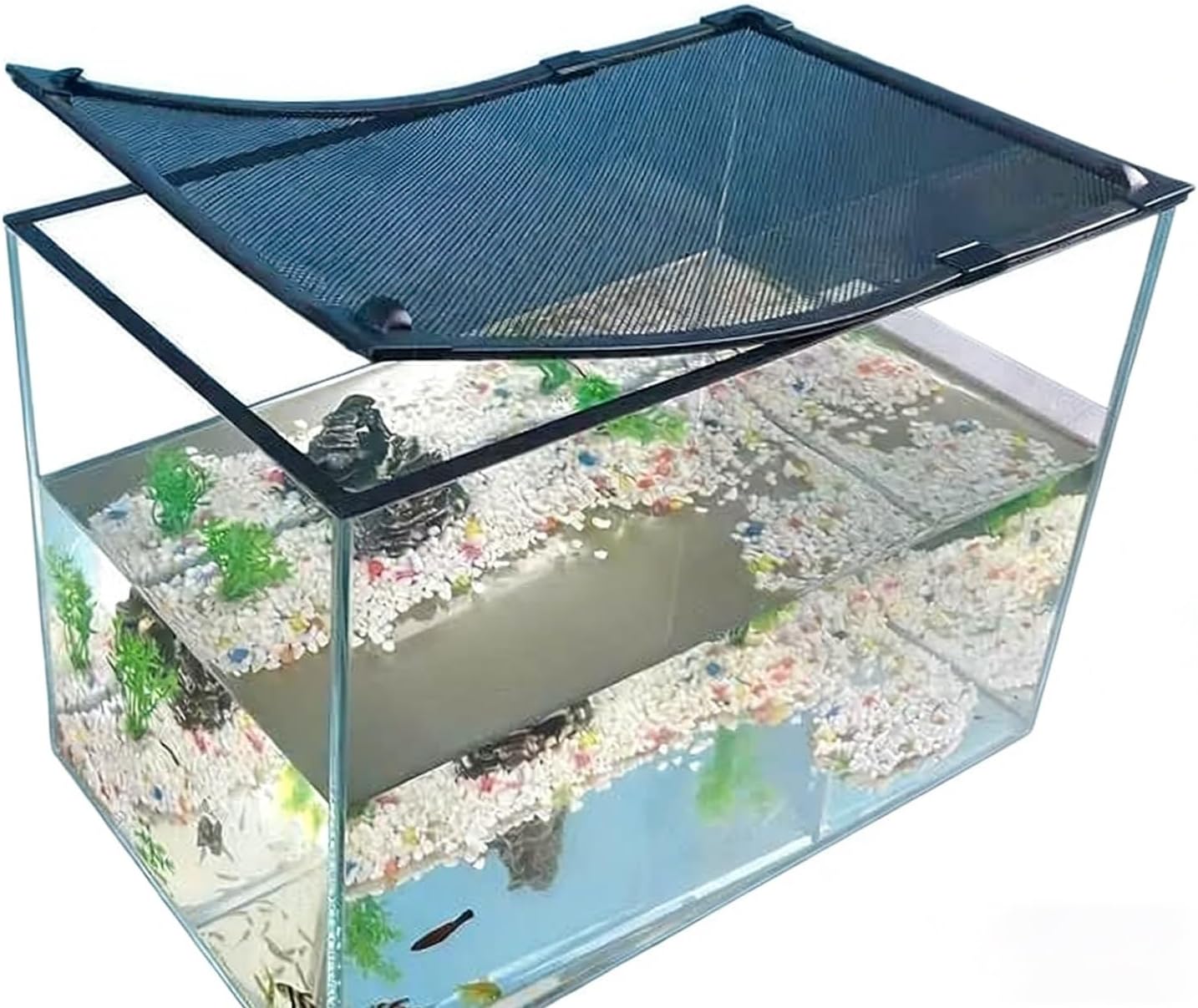 Magnetic Aquarium Cover Fish Tank Lid with Fresh Air Netting, Transparency DIY Mesh Lid Prevents Fish Jumping and Reptile Escapes, Easy to Install(120x50CM/47.24x19.69in)