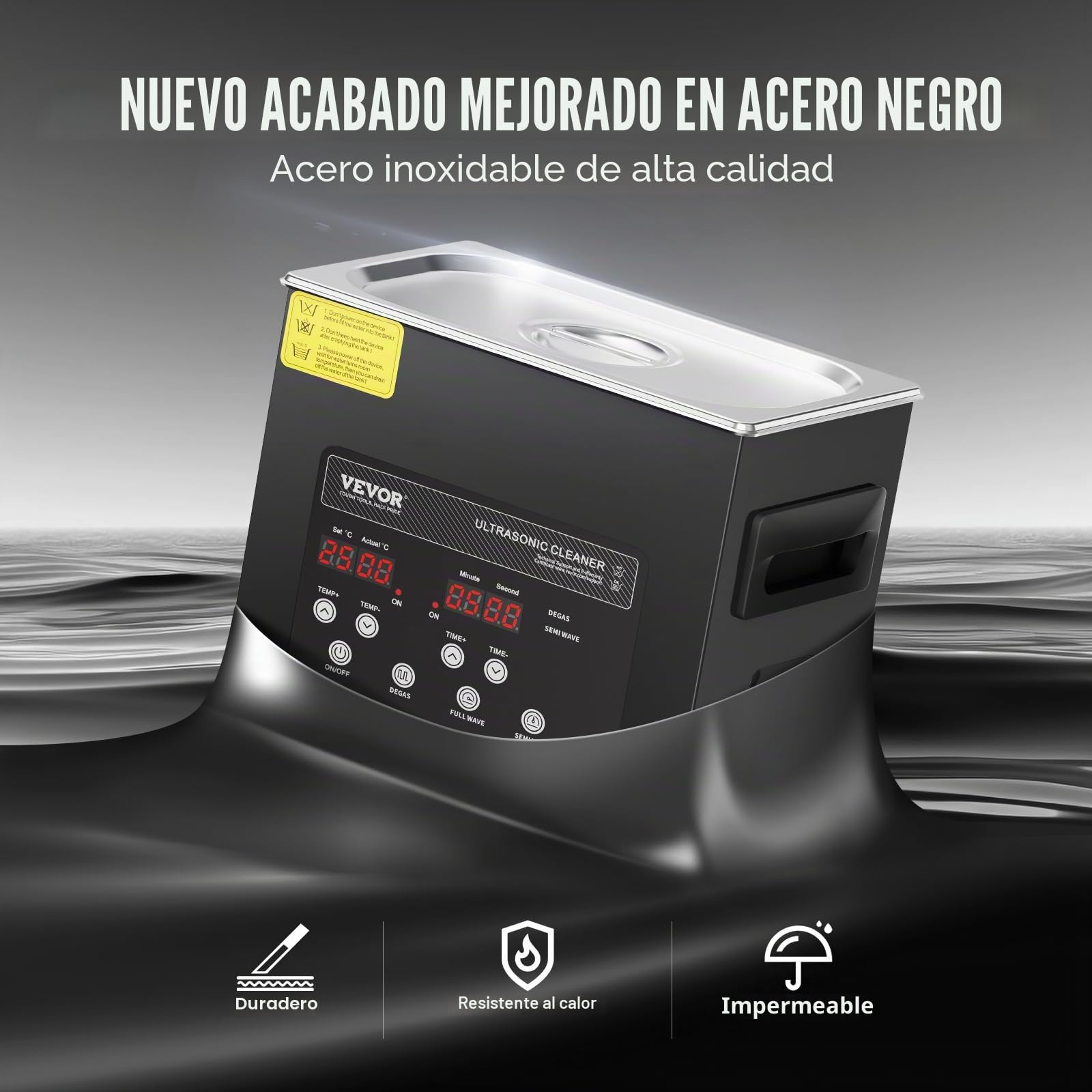 VEVOR Limpiador Ultrasónico 3 L Limpiador Ultrasónico Digital 120 W con Desgasificación Mejorada y Modo Suave Limpiador Ultrasónico Industrial 40 kHz con Temporizador y Calentador para Joyería