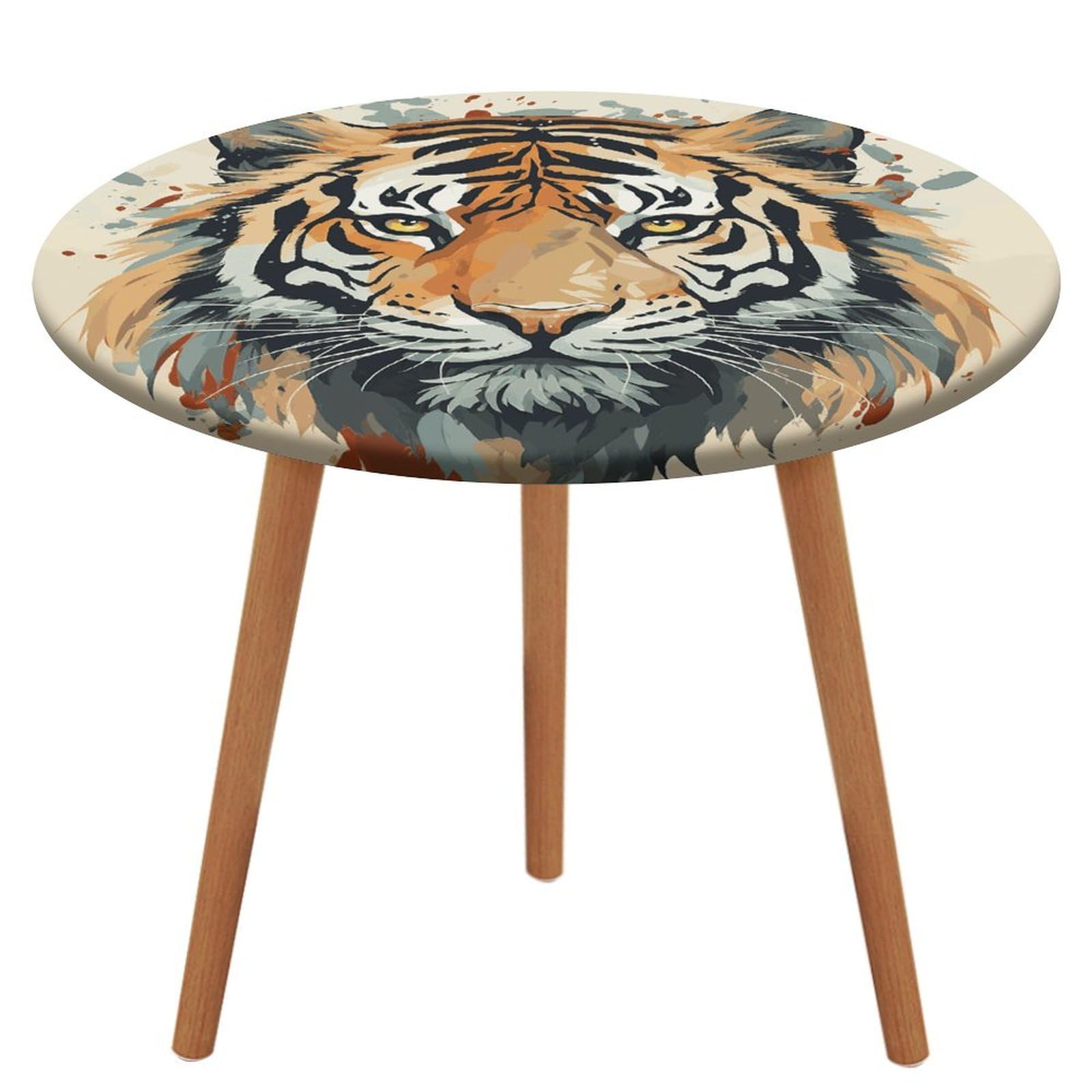 Nappe ronde ajustée élastique imperméable motif tigre extérieur