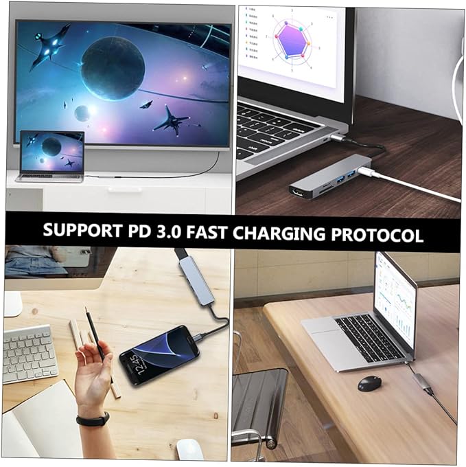 HOMSFOU Hub USB Multipuerto 2 Piezas Adaptador Datos Carga Rápida miniatura 4